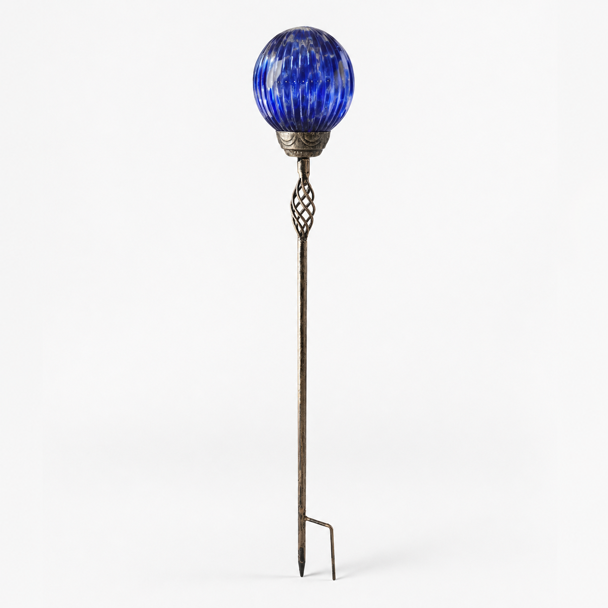 Blue Glass Globe Decorative Garden Stake
