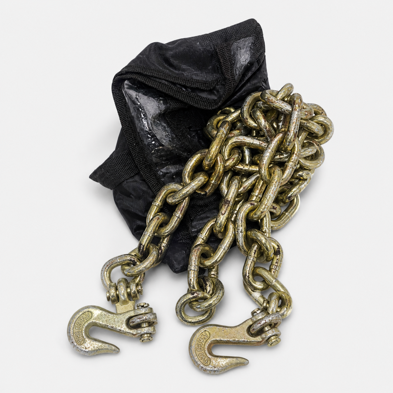 19-foot heavy-duty tow chain with hooks and storage bag
