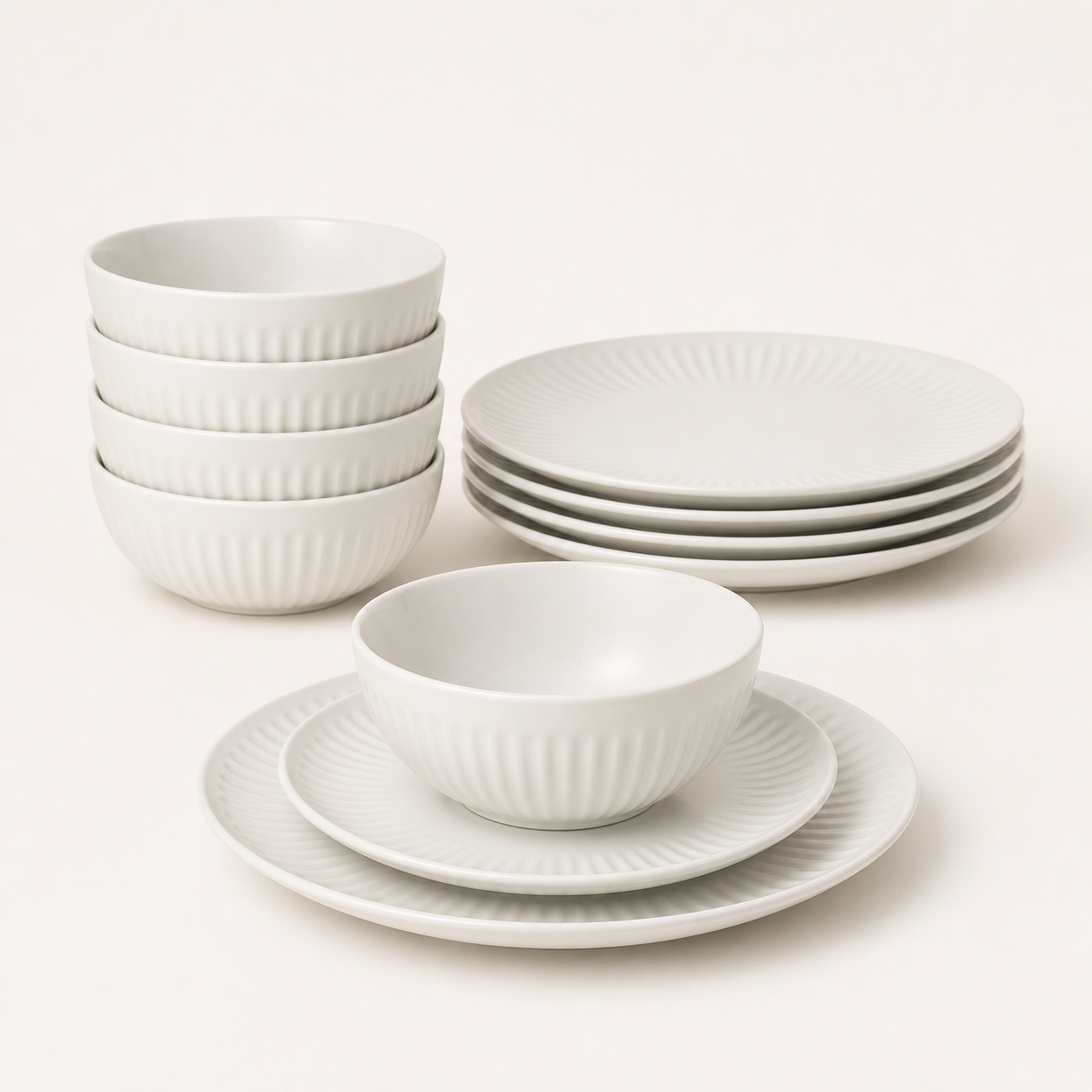 Over and Back Enjoy 12-piece white porcelain dinnerware set