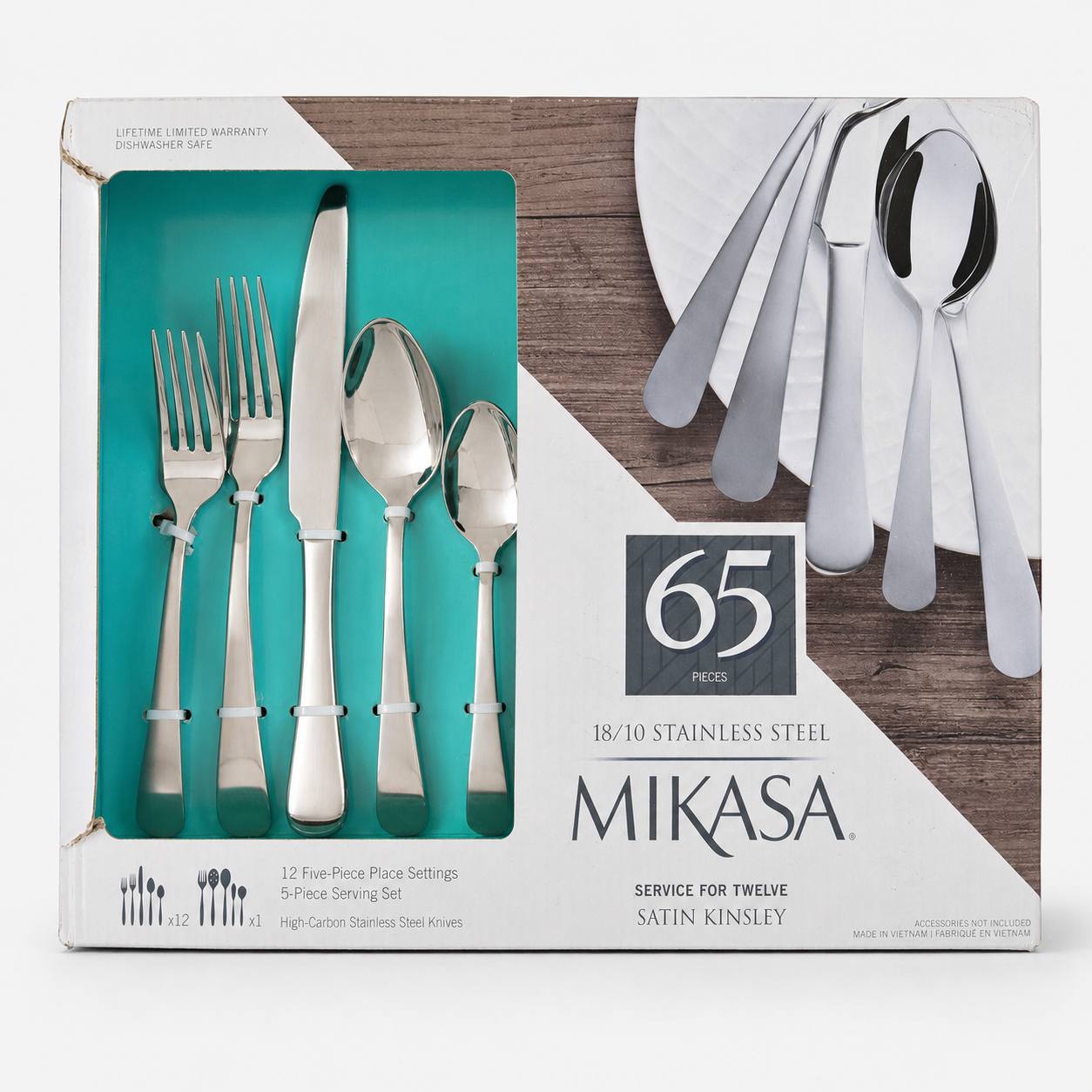 Mikasa Satin Kinsley 65-piece flatware set in original box