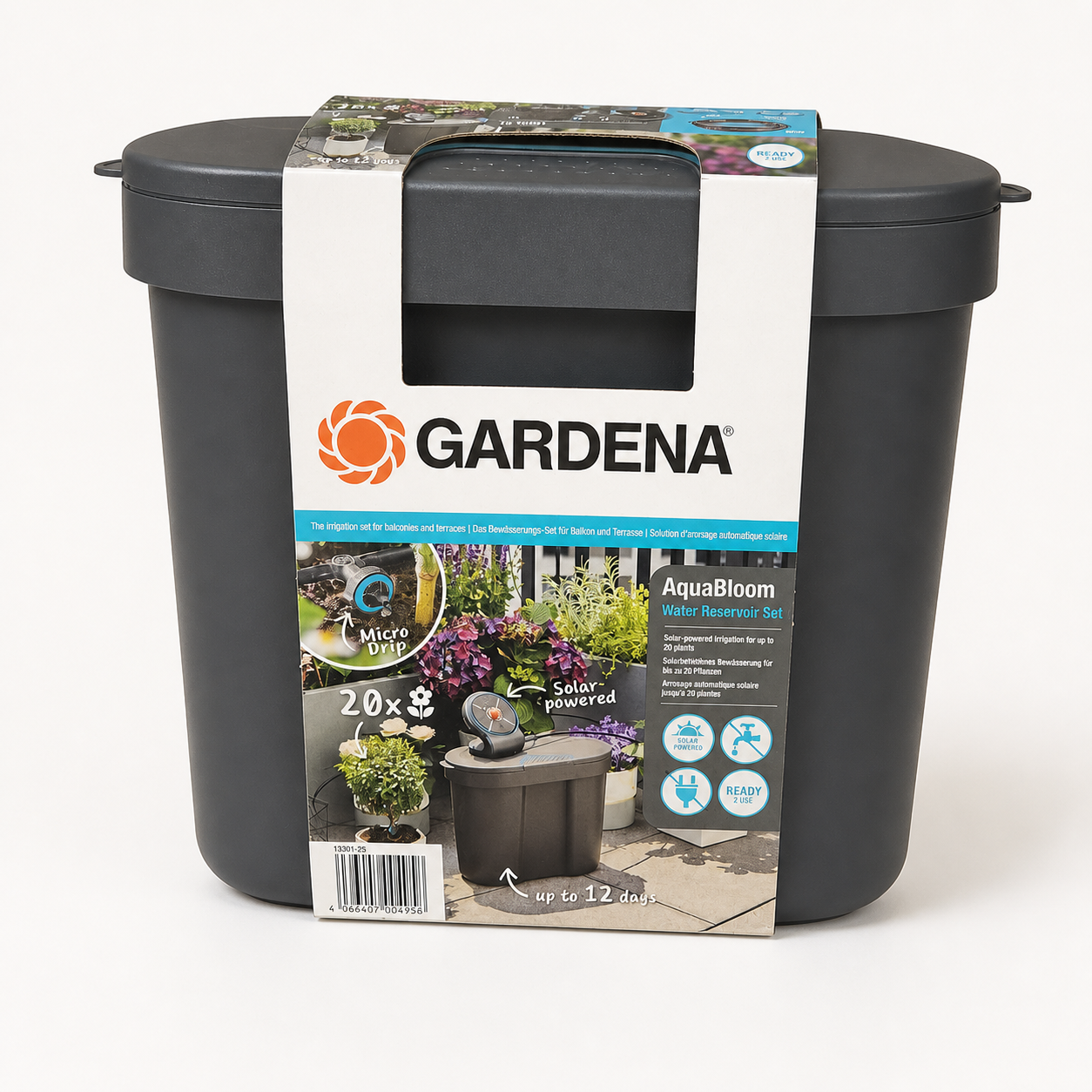 Gardena AquaBloom solar water reservoir irrigation set