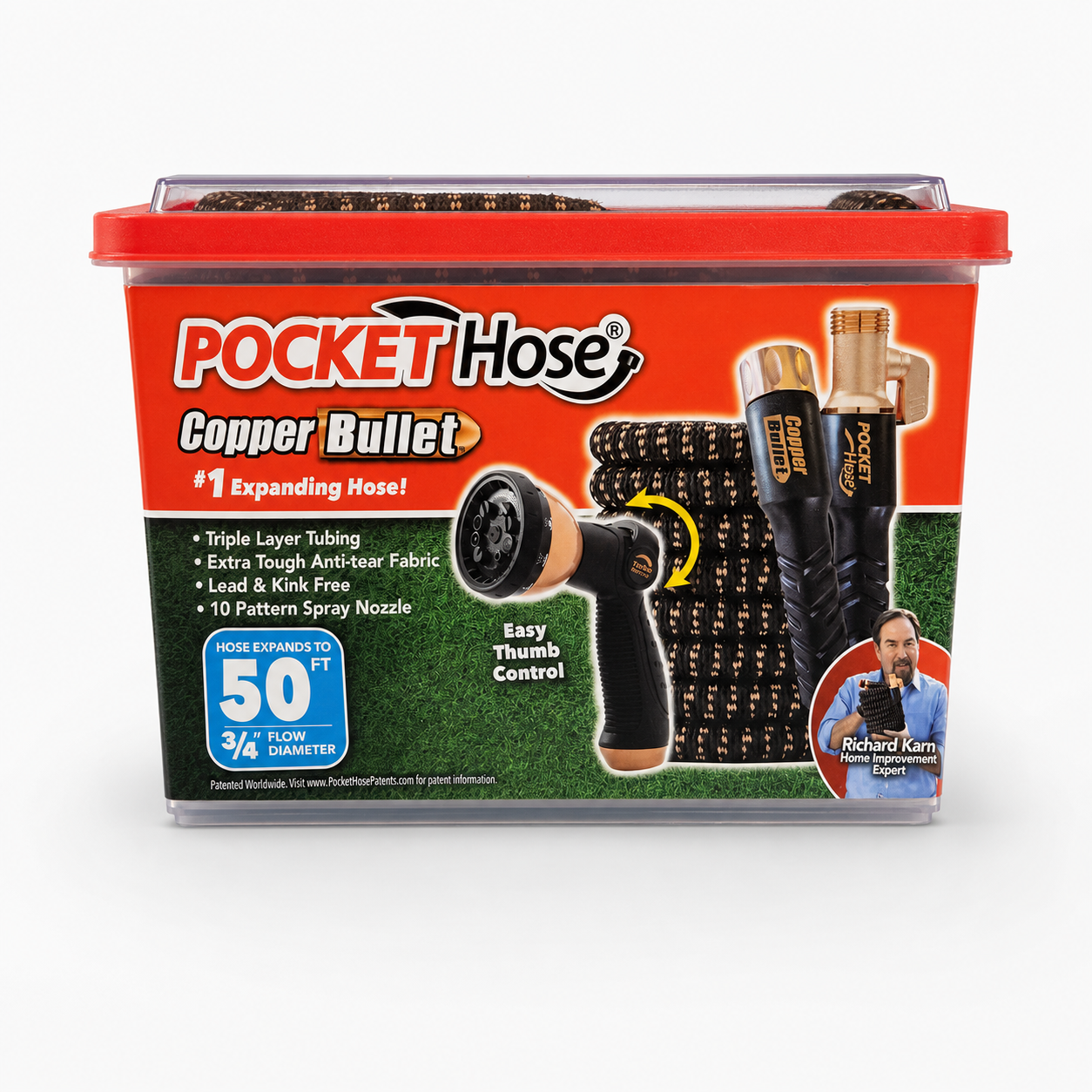 Pocket Hose Copper Bullet 50-foot expanding hose