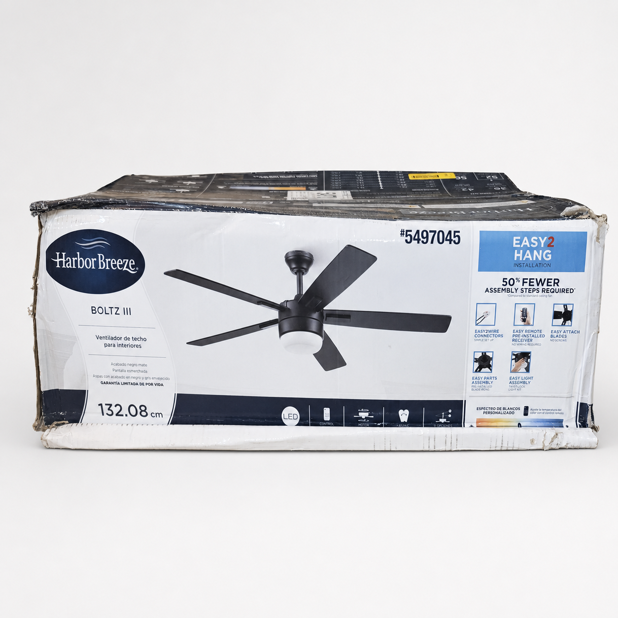Harbor Breeze Boltz III 52-inch matte black LED ceiling fan