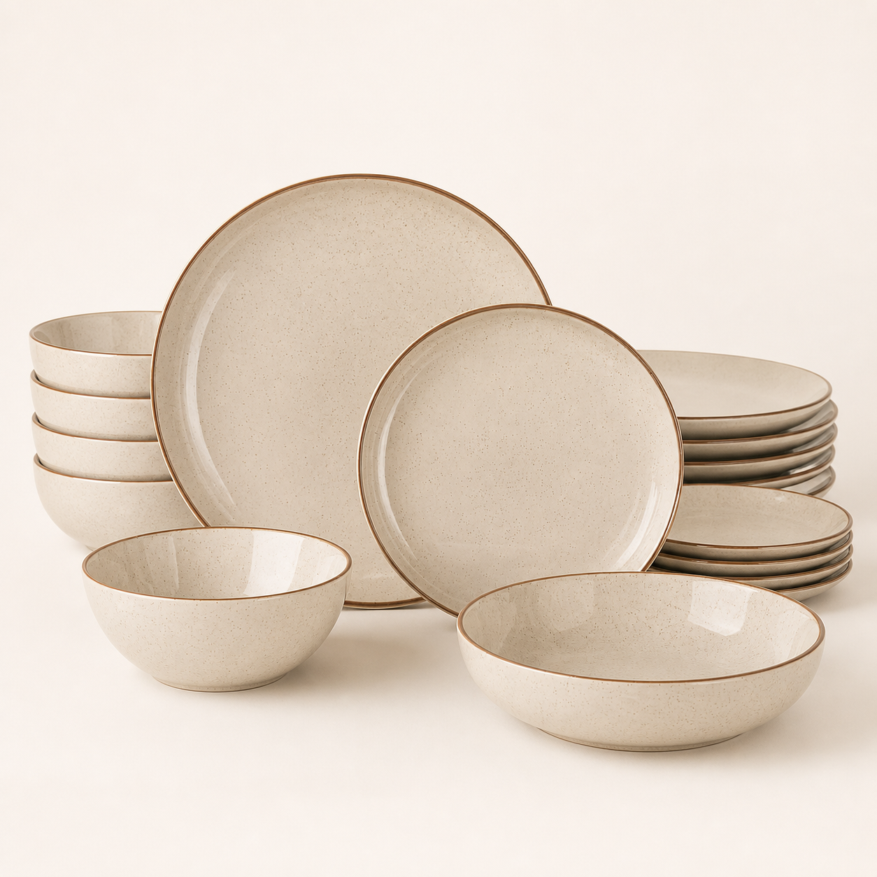 Over & Back Options 16-piece Linen stoneware dinnerware set